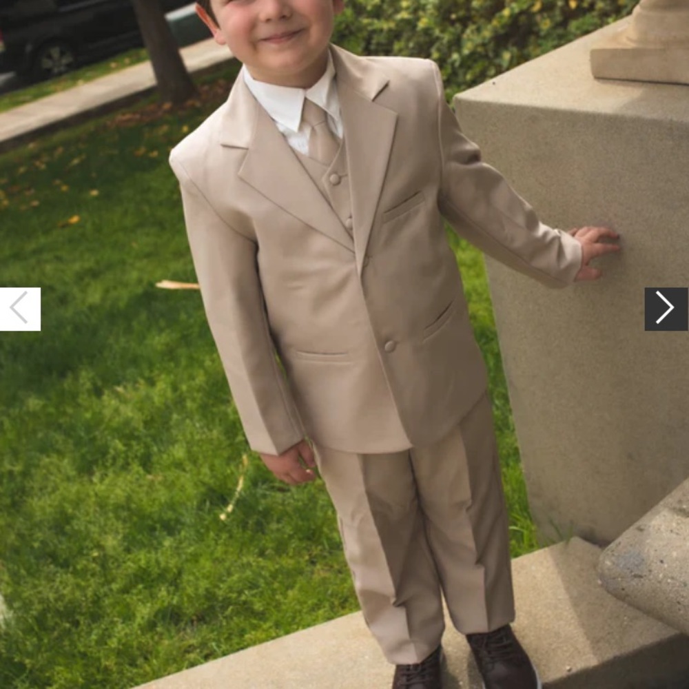 Toddler 3 Piece Formal Tan Suit- 6 Item Bundle